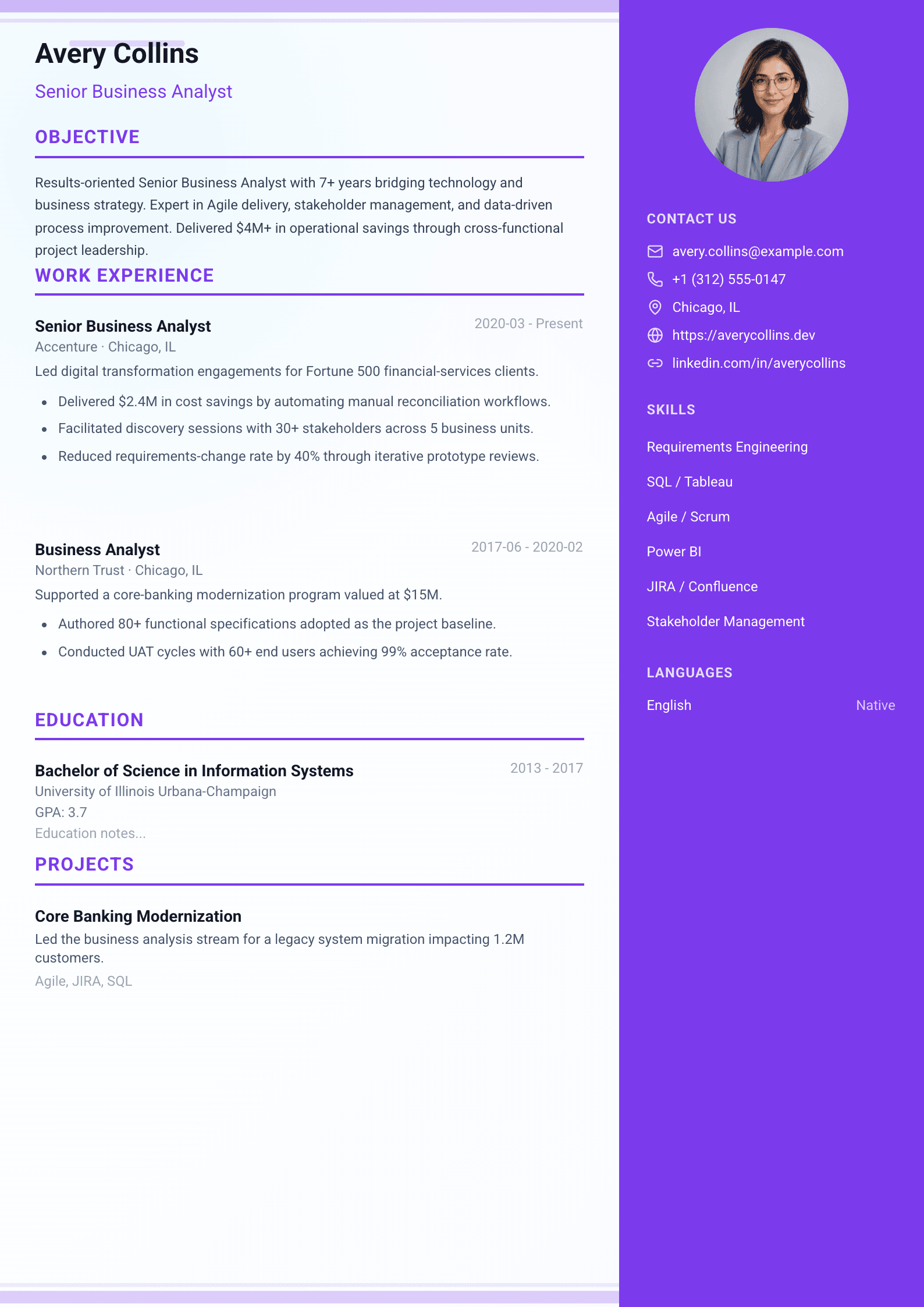 Exec Professional 02 resume template preview