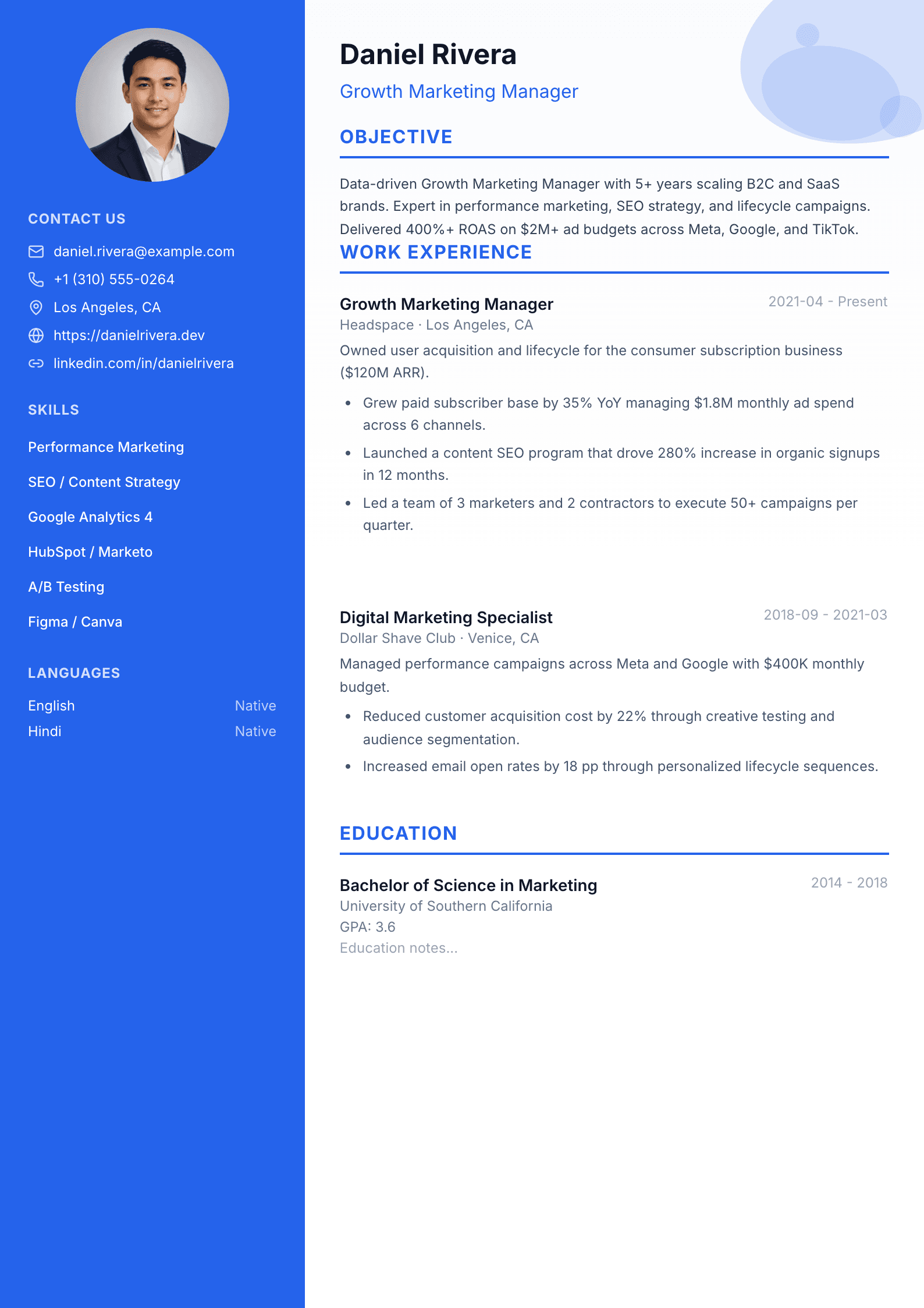 Creative Modern 01 resume template preview