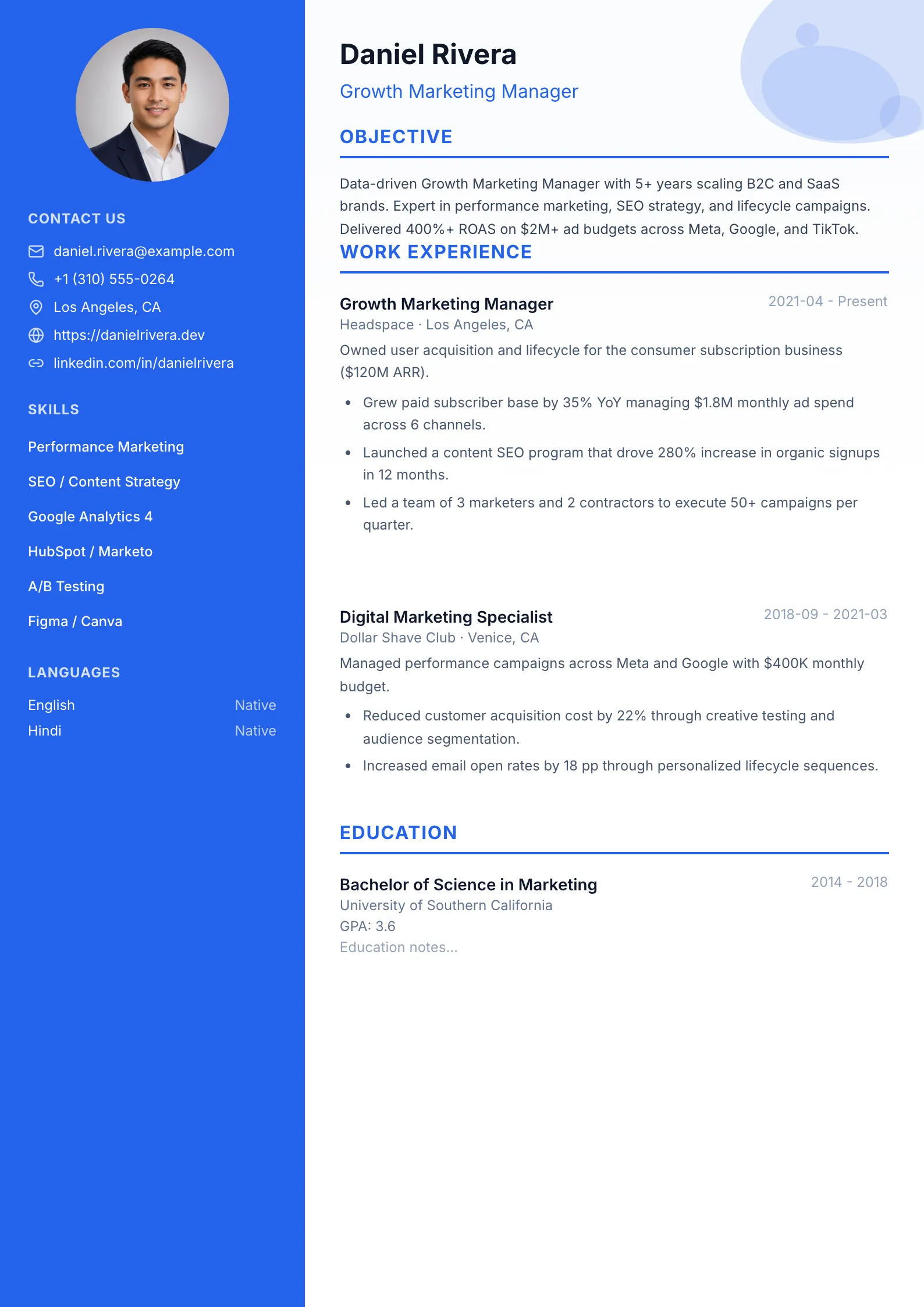 Creative Modern 01 resume template preview