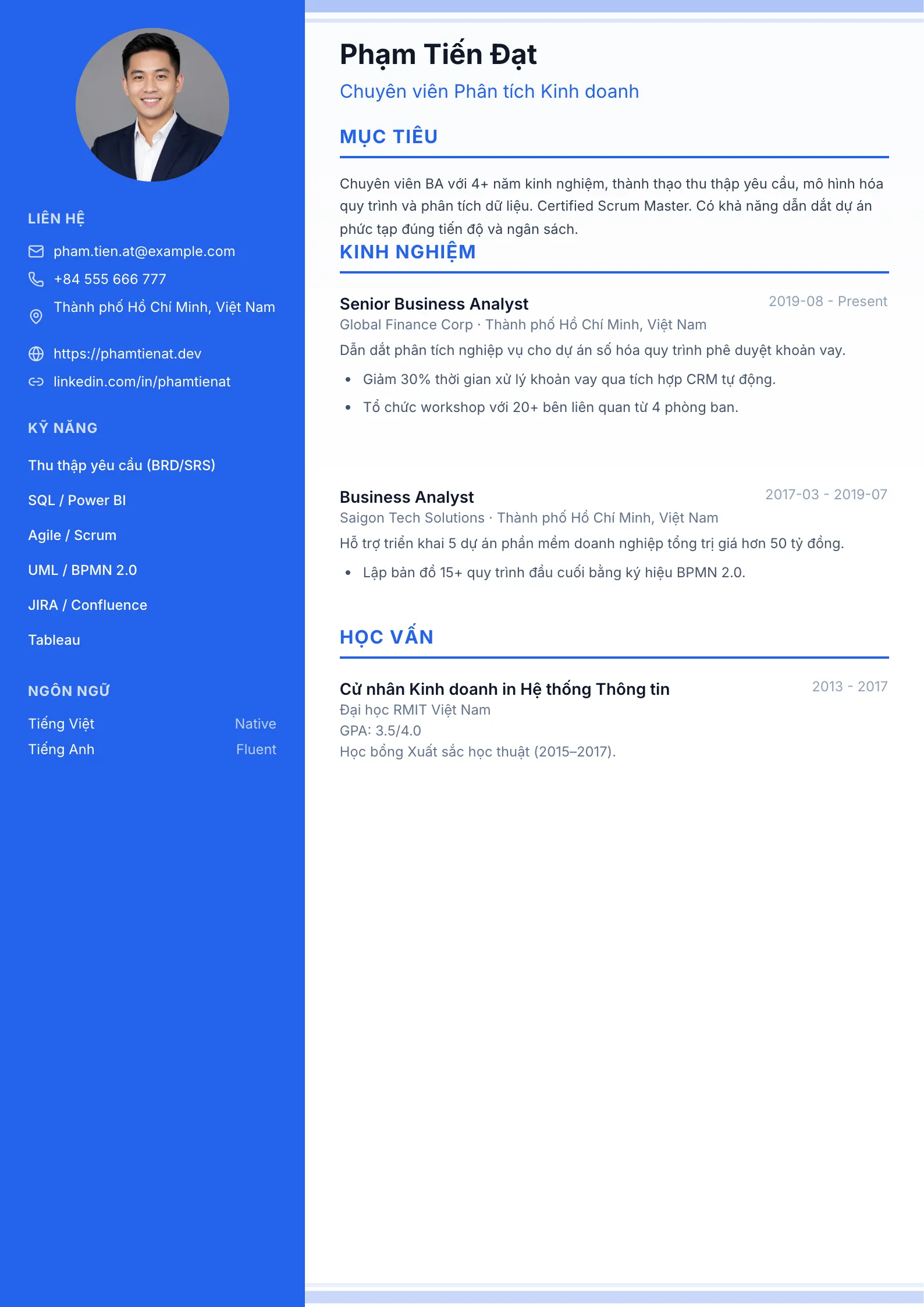Exec Modern 01 resume template preview